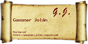 Gassner Jolán névjegykártya